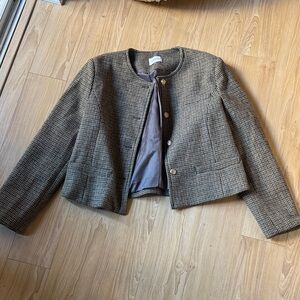 SAISON Brown Checkered Women's Blazer